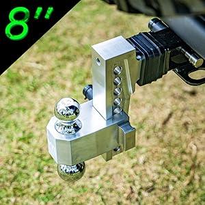 VNN Adjustable Trailer Hitch with 6-10 Inch Drop – Dual-Ball (2" & 2-5/16") Hitch for 2-Inch Receiver, 15,000 lbs GTW, Heavy-Duty Ball Mount – Silver