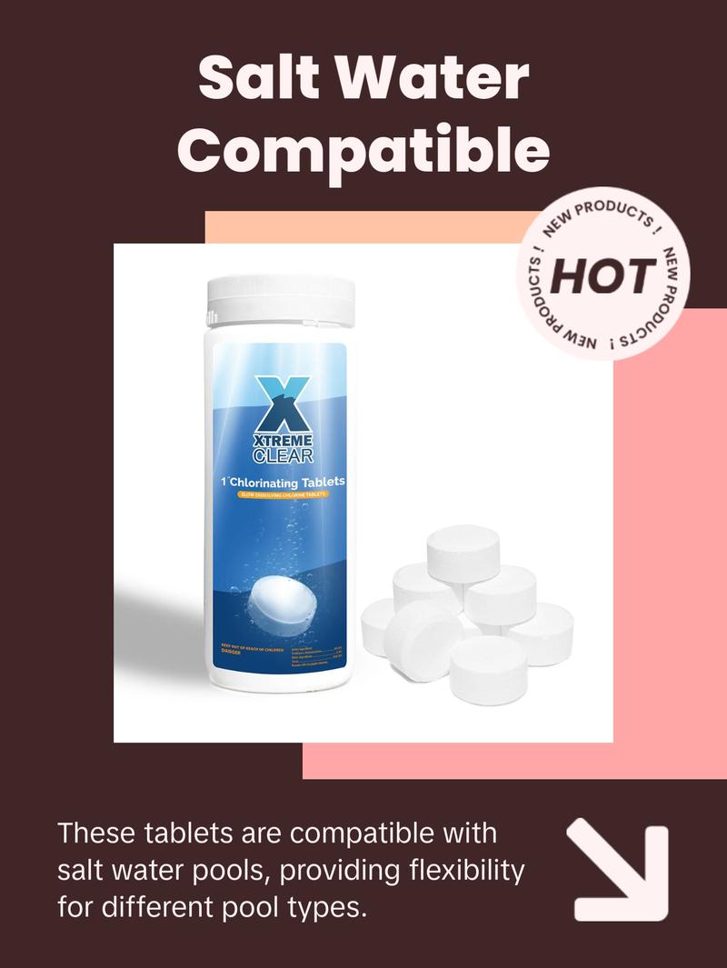 Xtremeclear 1" Stabilized Tablets Swimming Pool Spa Hot Tub, 1.5 Pounds pool supply hth  products Stabilized Swimming Pool Tablets