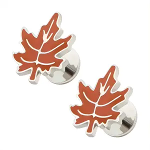 Enamel Fall Leaf ComfyEarrings Comfortable Flat-Back Design for All-Day Wear, 316L Surgical-Grade Stainless Steel