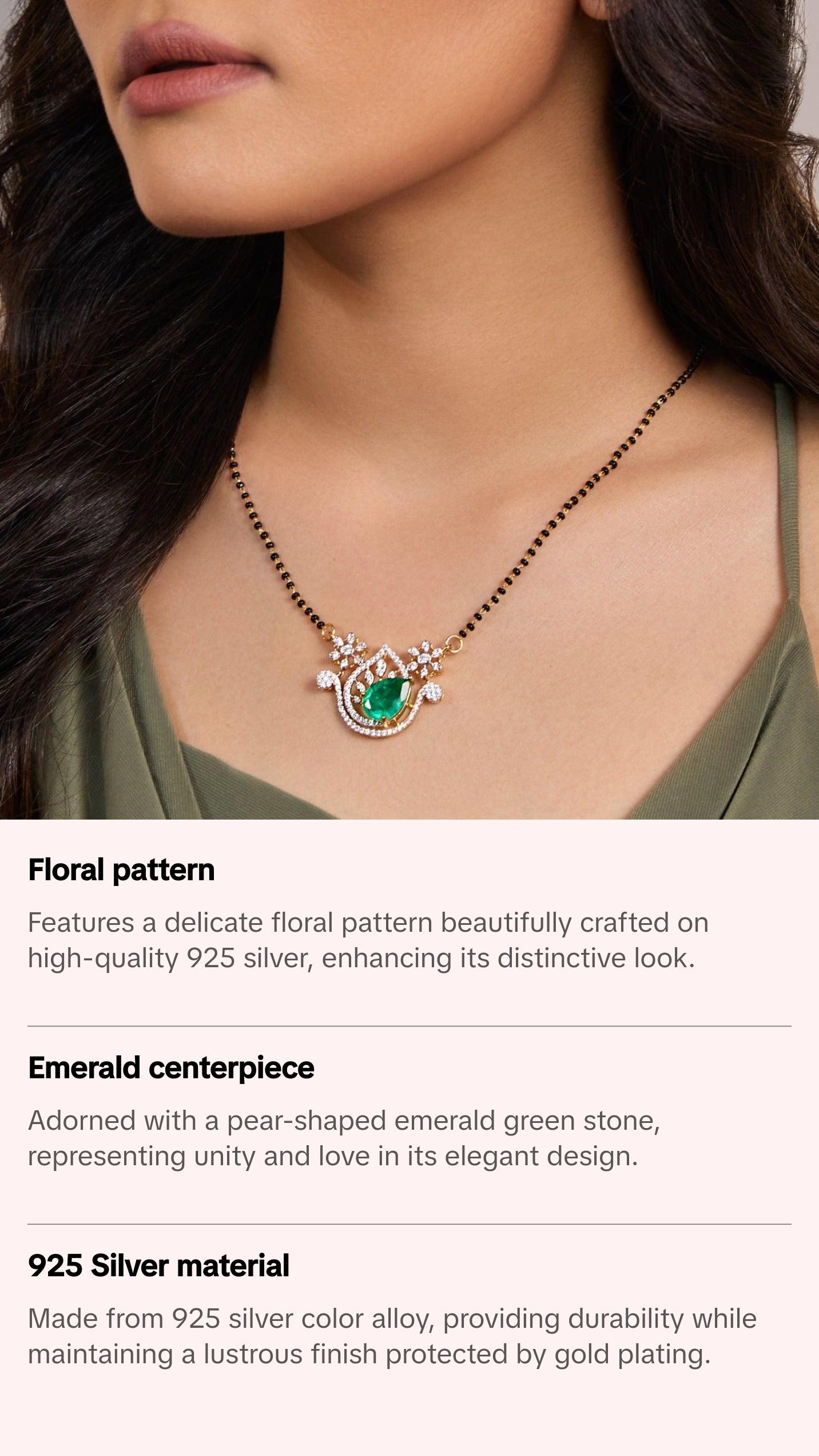 Emerald Essence CZ Silver Mangalsutra