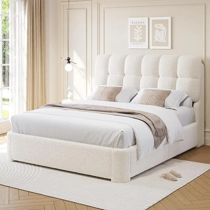 Upholstered Boucle Cloud Bed Frame