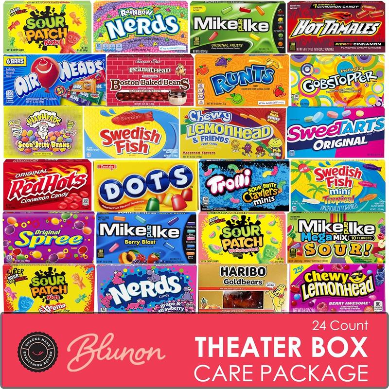Movie Theater Candy - Assorted Candy Variety Pack - 24 Large Theater Size Boxes - Bulk Care Package Gift Box (Pack of 24)