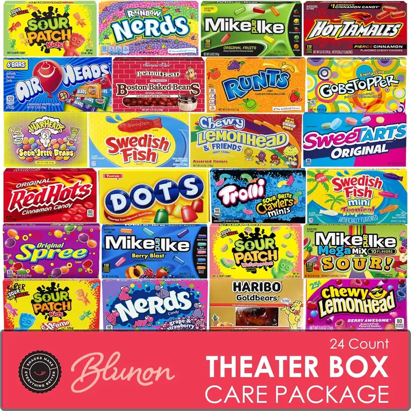 Movie Theater Candy - Assorted Candy Variety Pack - 24 Large Theater Size Boxes - Bulk Care Package Gift Box (Pack of 24)