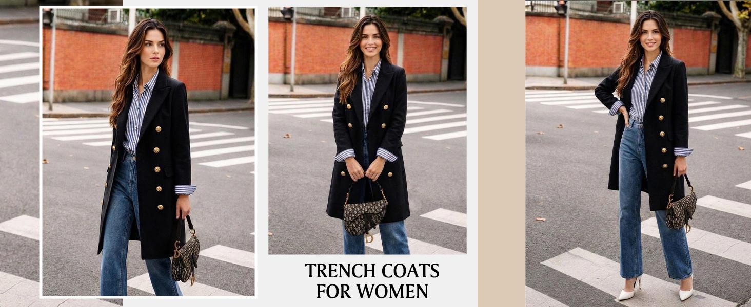 Yeokou Women's Fitted Long-Sleeve Double-Breasted Wool-Blend Midi Pea Coat - Casual Outerwear, Wool Overcoat for Fall Winter Jackets Yeokou Women's Fitted Long-Sleeve Double-Breasted Wool-Blend Midi Pea Coat - Casual Outerwear, Wool Overcoat for Fall Winter Jackets