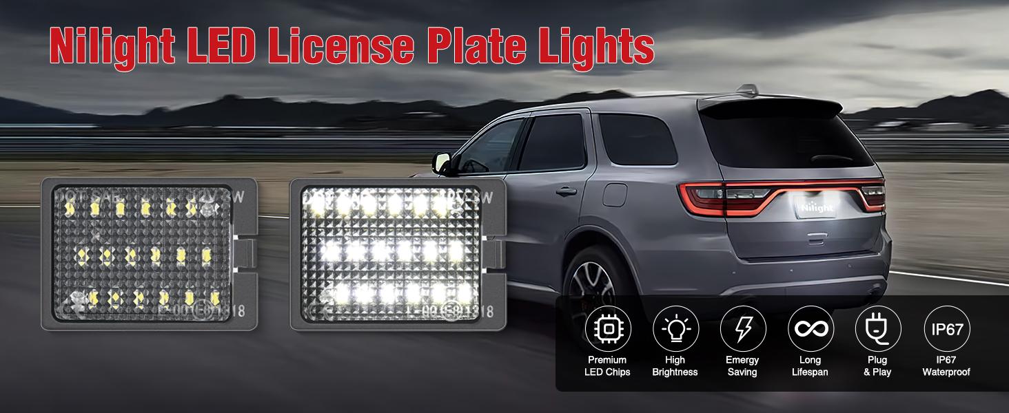 Nilight License Plate Lights Compatible with 2014 2015 2016 2017 2018 2019 2020 2021 2022 2023 Dodge Durango 6000K White Clear Lens 2PCS Pack Nilight License Plate Lights Compatible with 2014 2015 2016 2017 2018 2019 2020 2021 2022 2023 Dodge Durango 6000K White Clear Lens 2PCS Pack