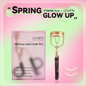 uCoolMe Silkaura Lash Curler Pro Silky Smooth Comfort Perfect Eye Contour Fit Lasting Natural Curl Luxury Metallic Design Spring Glow-Up