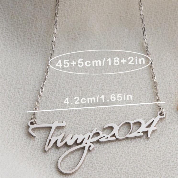 TRUMP 2024 Necklace, 304 Stainless Steel Letters, Great Gift for Yourself, Friends, Family or Donor.