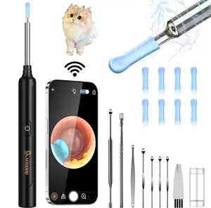Visible Ear Cleaner for Pets, Equipped with 8 Ear Tip Covers for Earwax Removal Tools, Features A Visual Ear Tip with Camera and Light, Compatible with All Phones, for Safe and Comfortable Ear Cleaning