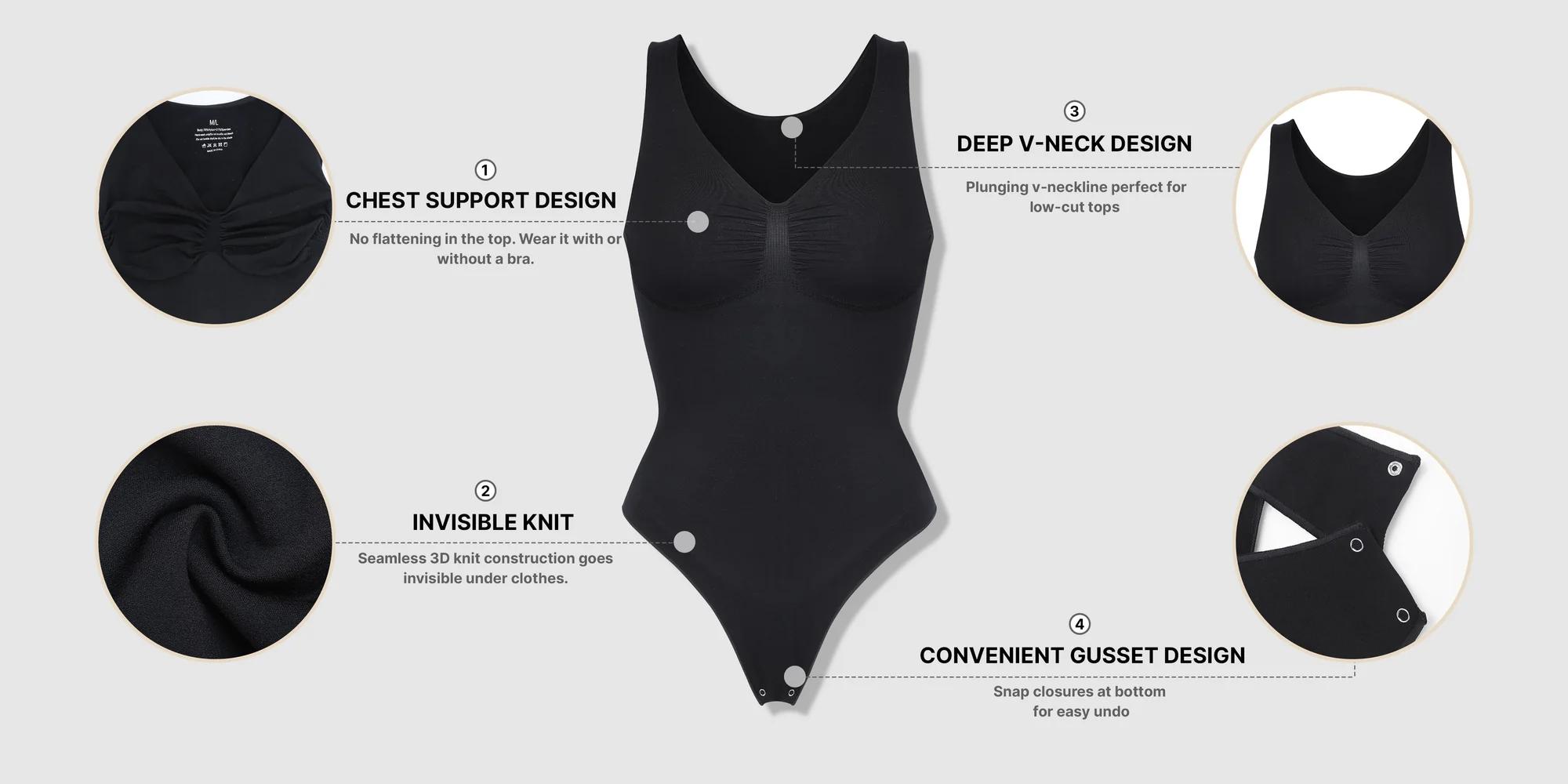 Shapellx Seamless V-Neck High-Cut Leg Design Thong Bodysuit Comfort Smooth Womenswear Tops Sales