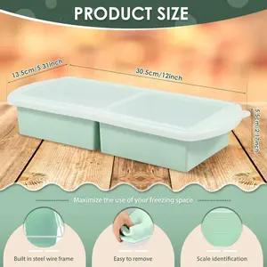 2-Cup Silicone Broth Freezer Tray – Steel-Reinforced Soup Cube Mold for Portion Control, Flexible Freezer Tray for Soup, Stock and Meal Prep
