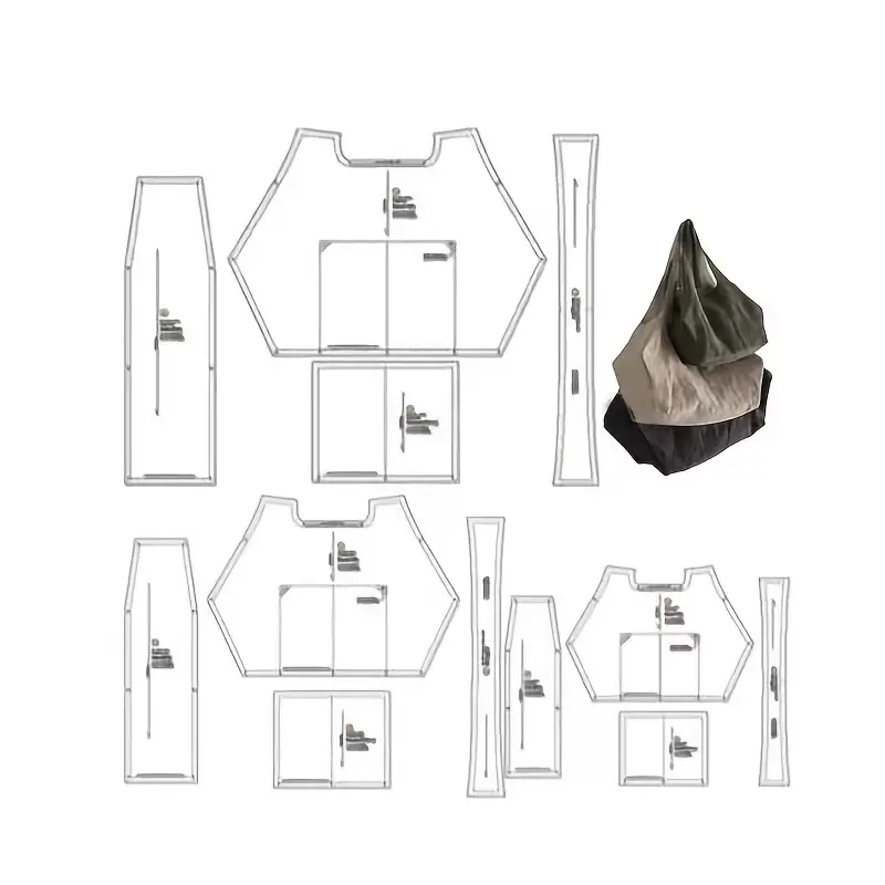 Slouchy Daily Shoulder Bag Sewing Patterns - Handicraft Linen DIY Fashion Templates, 1:1 Full-Scale Multi-Size Exquisite Designs, Beginner-Friendly Supplies for Grocery Shopping, Daily Commuting Handmade Fabric Handbags