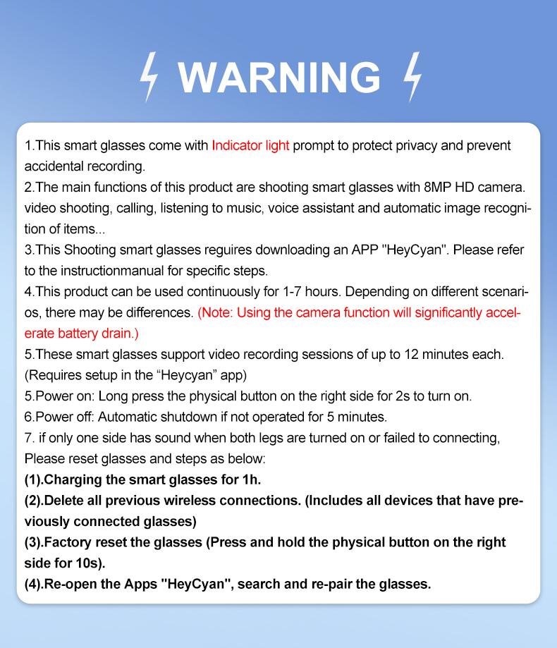 Smart Bluetooth Glasses with Camera, 1080p Video Recording Wearable Glasses, Multifunctional Wireless Audio Glasses with Headphone, Outdoor Sports Camera Sunglasses with Intelligent Voice Assistant, Anti-blue Light Protection Eyeglass