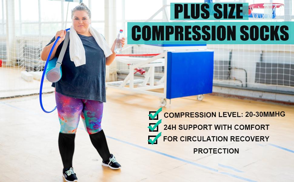 Tinylemon 3 Packs Plus Size Knee High Sports Socks for Women and Men Wide Calf Stockings Compression Leg Work Out Activewear