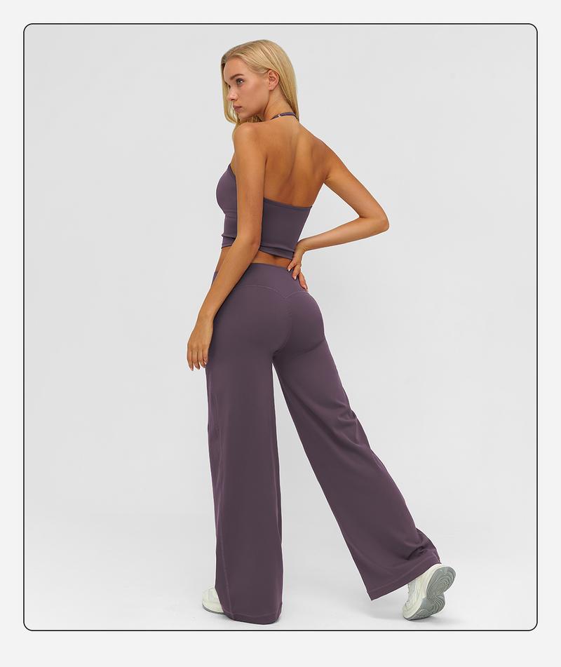 MFVIM Sporty Two-Piece Set Women’s Plain Crop Cami Top & Flare Leg Pants Sports Set, Sporty Casual Comfy Breathable Two-Piece Outfits for Yoga, Gym, Workout, Running, Gym Workout Clothes