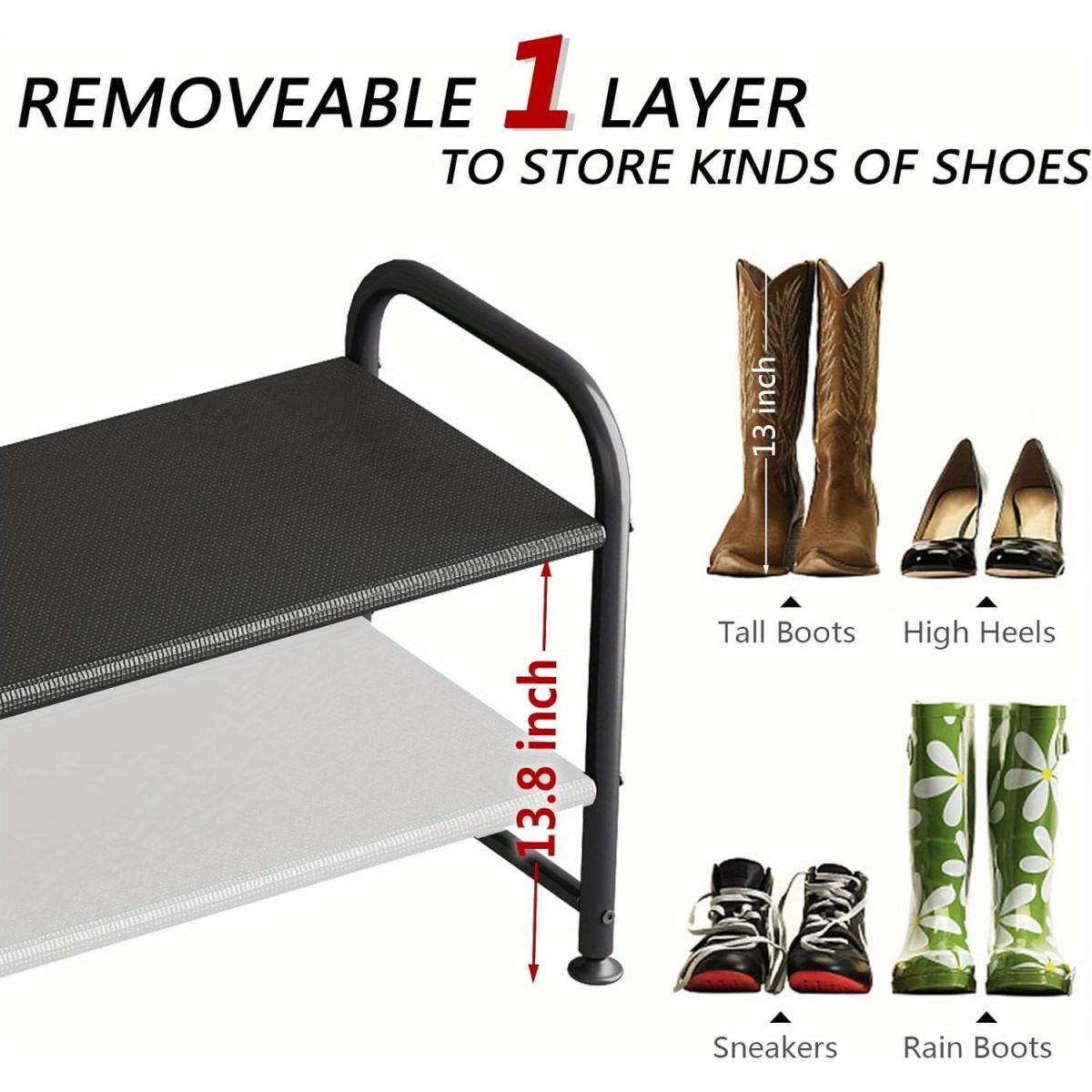 Space-Saving 2-Tier Shoe Rack! Stackable Organizer for Closet/Entryway - Fits More Pairs, Easy Assembly