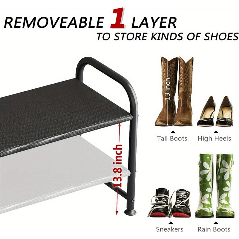 Space-Saving 2-Tier Shoe Rack! Stackable Organizer for Closet/Entryway - Fits More Pairs, Easy Assembly
