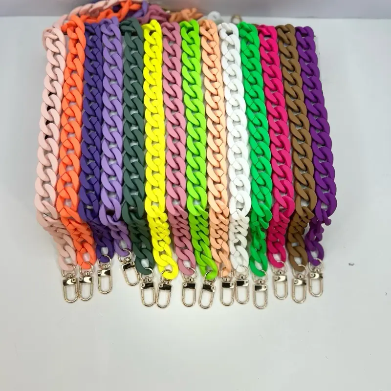 OC Mini Matte Acrylic Link Chain Purse Strap - Bag Accessories with Gold-tone Clasp Hook, Multiple Colors, Fashionable Durable Chain Shape Handbag Strap, Handbag Accessory