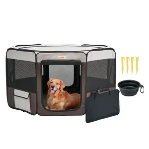 VEVOR Foldable Pet Playpen, 46 inch Portable Dog Playpen, Crate Kennel for Puppy, Dog, Cat, Premium Waterproof 600D Oxford Cloth, Removable Zipper, for Indoor Outdoor Travel Camping Use