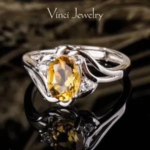 925 Exquisite Synthetic Yellow Sapphire Open Ring with Sparkling 5A CZ Design, Elegant and Luxurious Style Ring Jewelry for Women, Perfect Gift for Valentine's Day, Birthday, Christmas for Daily Wear and Party