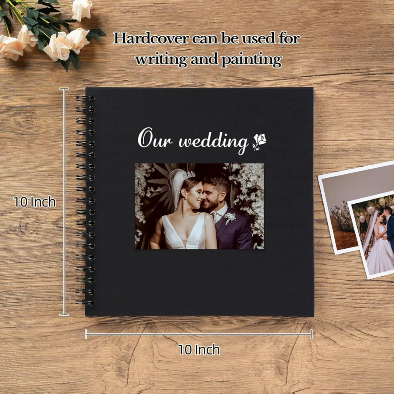 Hardcover Black Kraft Paper Scrapbook Album 10x10 In, 40 Blank Pages, DIY Scrapbooking Memory Photo Picture Journal Notebook for Family Gifts, Wedding & Anniversary Presents