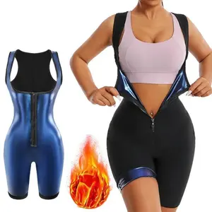 Thermo Sauna Bodysuit One Piece Jumpsuit Shapewear Fitness Workout Sweating Bodysuit Body Shaper Thigh Trimmer Shorts