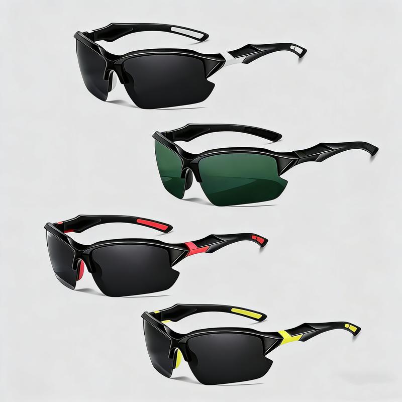 Rimless Polarized Sports Sunglasses 4-Pack Unisex Outdoor Sun Protection Lightweight Windproof for Baseball Running Fishing Golf Driving Travel