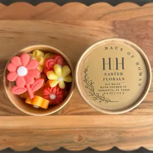 H|H Easter Florals Hand Poured Wax Melts Scoops 4.0 oz | 113 G - Flower Shaped Coconut Wax Scoop Cups for Cozy Fragrance
