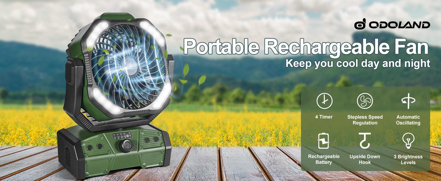 Odoland 40000mAh Camping Fan with LED Light, Battery Operated Oscillating Desk Fan with Remote & Hook, Rechargeable Outdoor Tent Fan with Timer for Hurricane Power Outage Travel Jobsite RV Odoland 40000mAh Camping Fan with LED Light, Battery Operated Oscillating Desk Fan with Remote & Hook, Rechargeable Outdoor Tent Fan with Timer for Hurricane Power Outage Travel Jobsite RV