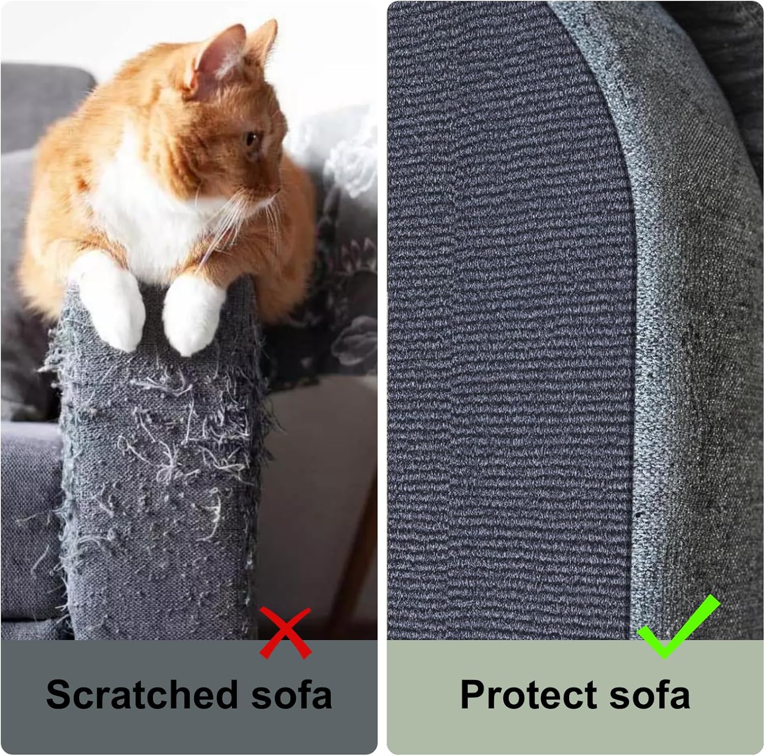 Cat Scratch Furniture Protectors, Self-Adhesive Sofa Scratch Protectors, Durable Cat Scratching Post Rugs, Trimmable Sofa and Wall Protectors, Cat Scratching Boards - 4Pcs