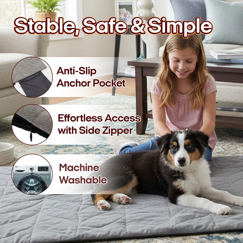 Vagascape Heated Pet Pad for Dogs & Cats – 7-Layer Safety Design, Auto Overheat Protection, Chew-Resistant Cord, Waterproof & Machine Washable, Ideal for Indoor & Outdoor Use Shaped Beds