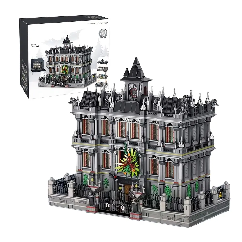Arkham Asylum Lunatic Hospital Building Block Set, 7499pcs with Floor-Lit Realism & Lights on Each Floor, Classic Architectural Collectible DIY STEM Toy, Perfect Halloween Gift with Original Color Box