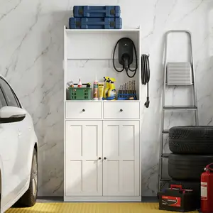 75" Tall Garage Charging Station Cabinet (31.5" W x 15.7" D) – Cable Management & Multi-Purpose Storage for EV Chargers & Tools