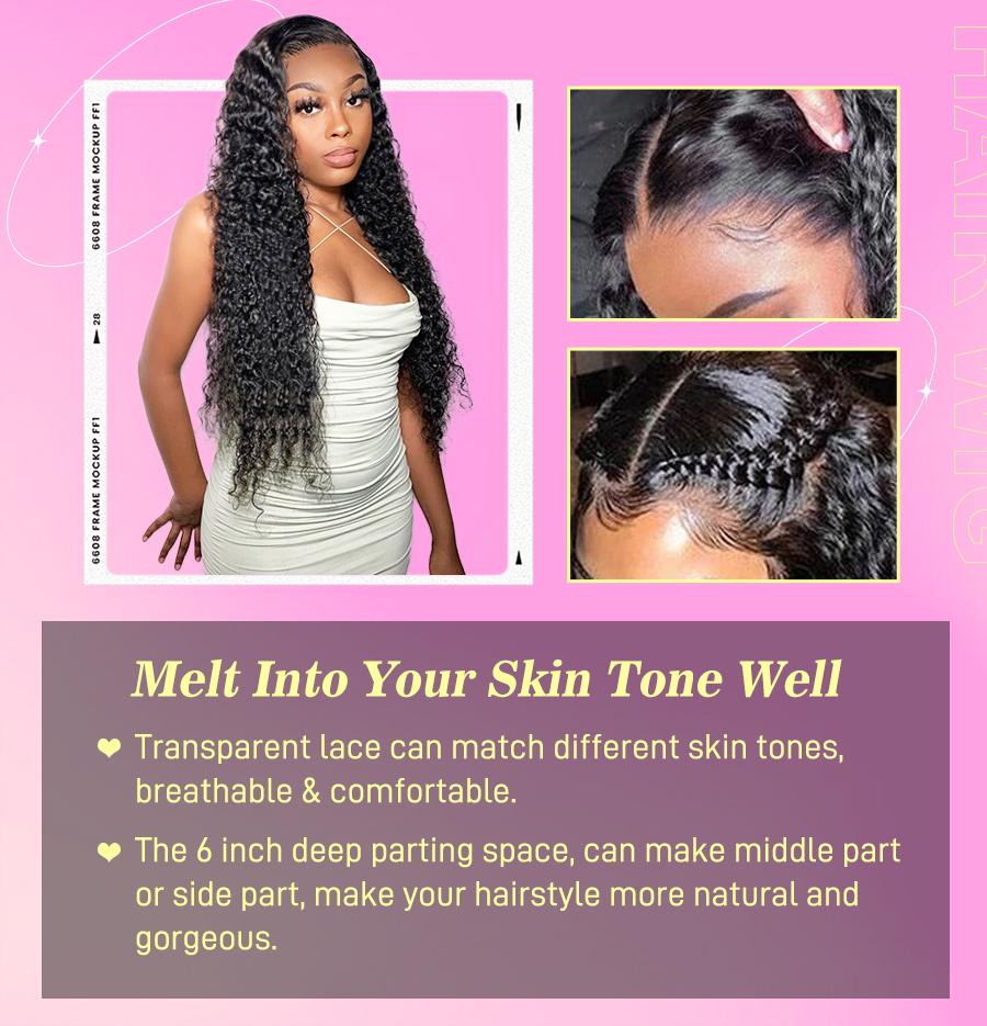 FORGIRL FOREVER Water Wave Wig 13x4 13x6 Transparent Lace Front Human Hair Wigs For Women Pre Plucked 180% Water Wave Glueless Wigs Beginner Friendly