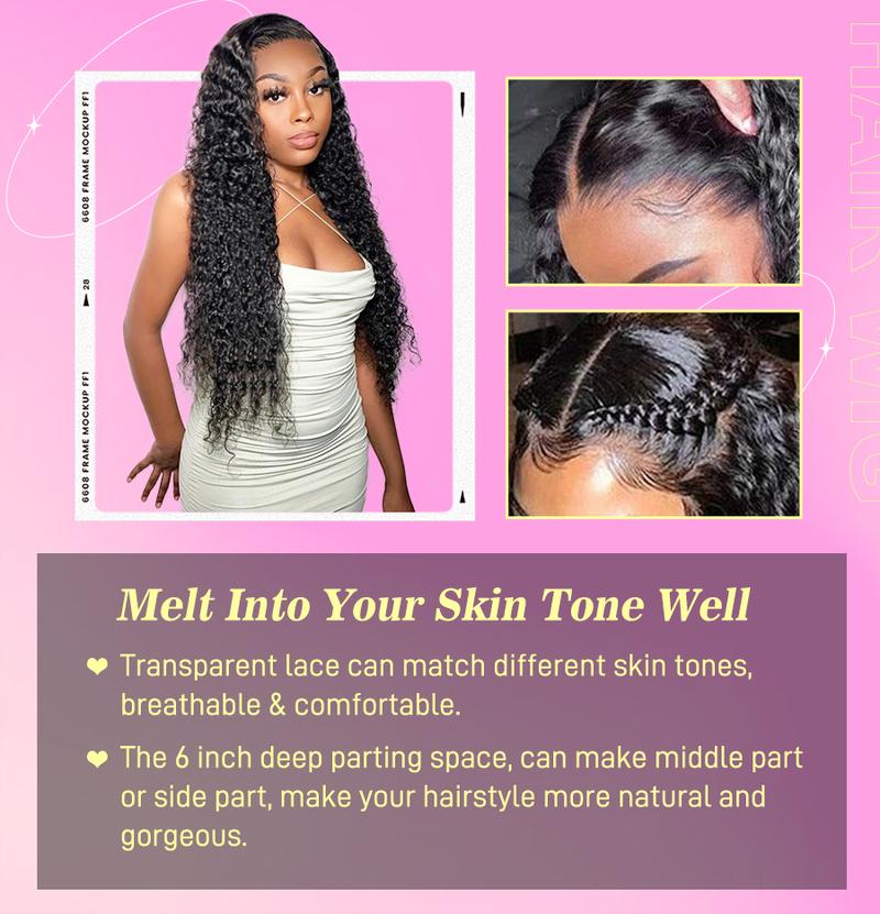 FORGIRL FOREVER Water Wave Wig 13x4 13x6 Transparent Lace Front Human Hair Wigs For Women Pre Plucked 180% Water Wave Glueless Wigs Beginner Friendly