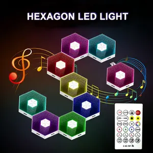 Interactive Modular LED Hexagon Lights – Smart RGB Panels with Remote & Music Sync – Honeycomb Design for Bedroom, Living Room & Gaming Room Decor