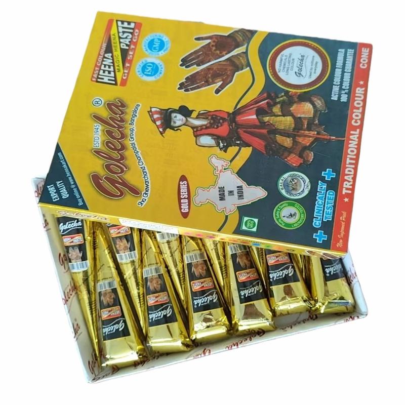 12pcs Henna Colored Hand-Drawn Temporary Body Art Tattoo, Plants-Based Stain Pigment, 1 Box, Henna Tattoo, Natural Plant Ink