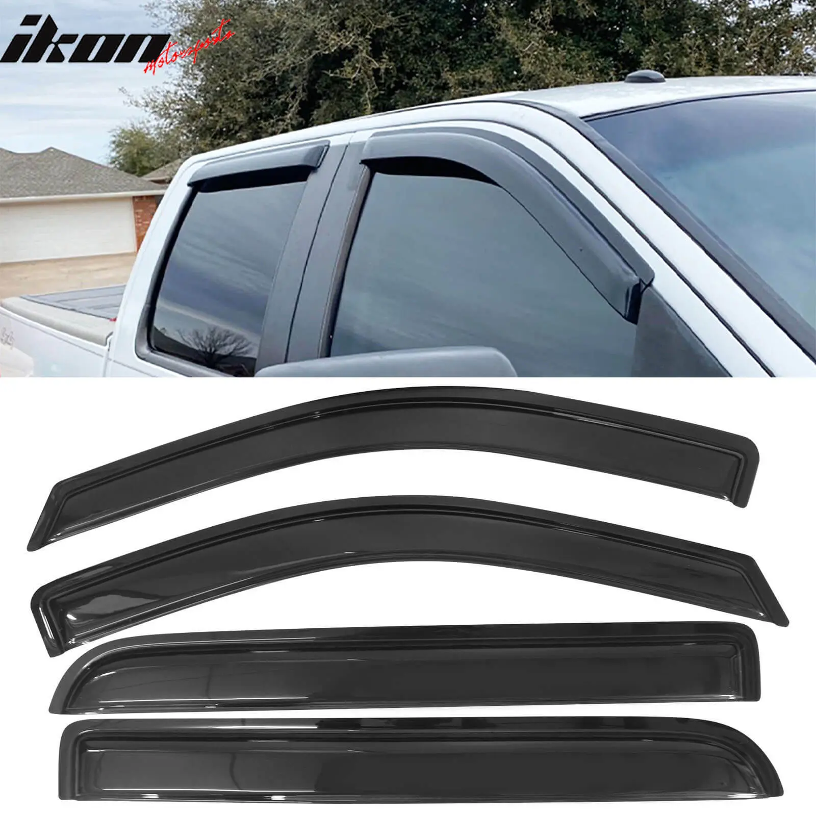 Acrylic Slim Smoke Window Visors — Fits 2004–2008 Ford F-150 SuperCrew & 2006–2008 Lincoln Mark LT