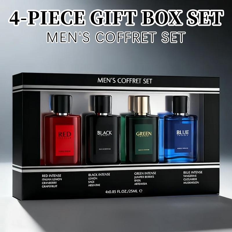 4-Piece Set, Men's Eau De Toilette Spray Gift Box, Long Lasting Fragrance, 4 Different Flavor, Perfect For Holiday Gifts, Dating, Daily Life, Parties, 0.85 Fl Oz/bottle Cologne Mini Perfumes Green