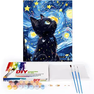 Ginkko Paint by Numbers Kit for Adults – Cat Canvas, Acrylic Painting Set, 40×50cm, Frameless