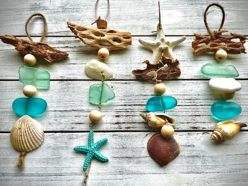 Handmade Beach Decor; Sea shell/Sea Glass Hanging