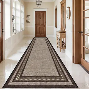 2.6x8 ft / 2.6x12 ft / 2.6x13 ft Elegant Beige & Brown Hallway Runner Rug – Non-Slip, Low Maintenance for Entryway