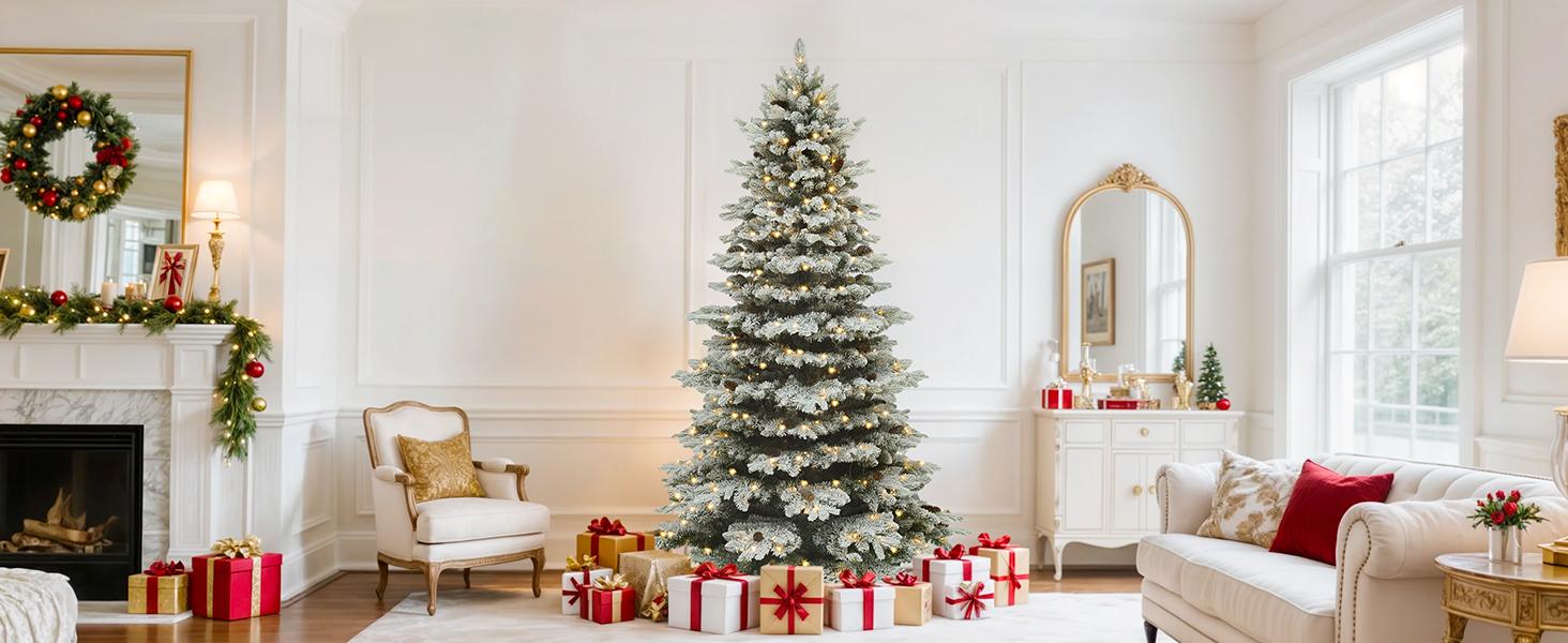 YITAHOME 6/6.5/7.5 FT Artificial Christmas Tree(with Lights), Pre-Decorated Special Style Christmas Tree, for Party, Home Decor YITAHOME 6/6.5/7.5 FT Artificial Christmas Tree(with Lights), Pre-Decorated Special Style Christmas Tree, for Party, Home Decor