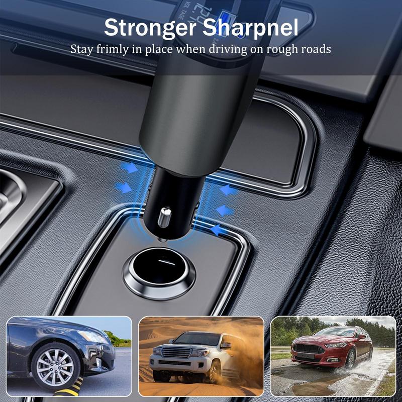 4 in 1 Retractable Car Charger: High-Speed USB C Adapter [Up to 60W] with Lightning Cable and Dual Charging Ports for iPhone 15/14/13 Pro Max , iPad, AirPods, Samsung Galaxy S23/S22/S10