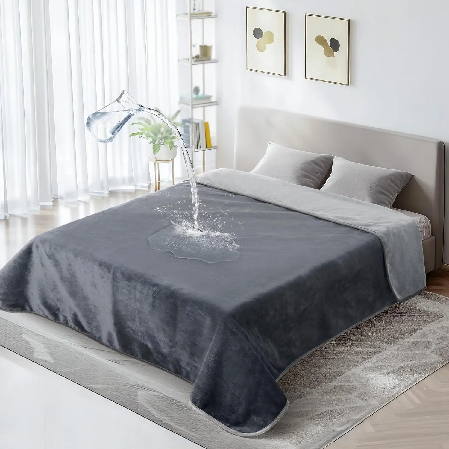 Blanket for Bed: Stain-Proof Love Blanket for Bed Intimacy, Couples Blankets Washable Large Size 60" x 80", Cozy Flannel Reversible Splash Throw for Couch, Sofa, Camping, Grey