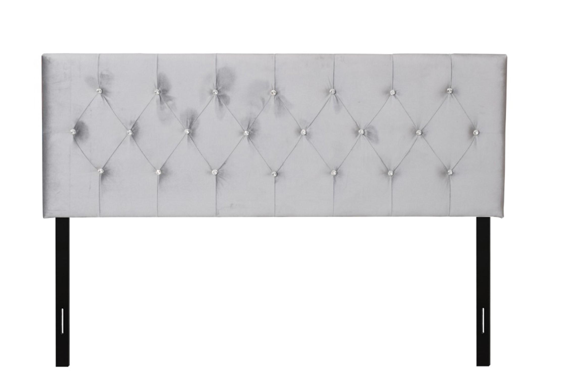 Favorer Concetta Diamond Tufted Velvet Upholstered Headboard, Silver Gray/Black/Blue/Pink