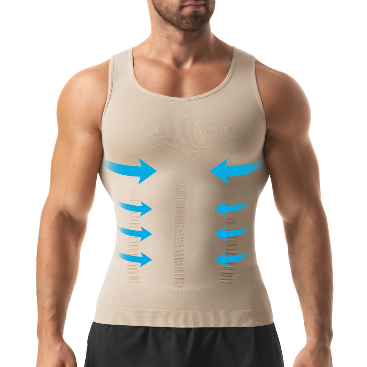 Men's Shapewear Compression Tank Top - 1/2/3/4 Pack Sleeveless Menswear Undershirt, Tummy Control, Breathable Elastic Soft Stretchy Fabric, Elasticity Men's Shapewear Tops for Daily Casual & Workout Use