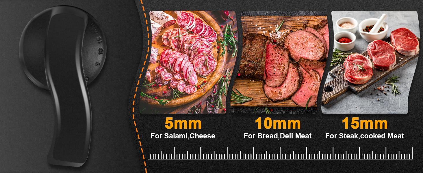 OSTBA Meat Slicer Machine for Home, Electric Deli Food Slicer with Removable 6.7” Stainless Steel Blades, 0-15mm Adjustable Thickness, Easy to Clean, 150W, Ideal for Cold Cuts, Cheese, Bread, Fruit