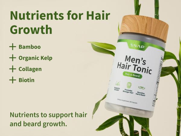 Snap Supplements - Men's Hair Tonic 60ct - Hair and beard formula - Natural Supplement Capsules Healthcare Dietary Snap Supplements - Men's Hair Tonic 60ct - Hair and beard formula - Natural Supplement Capsules Healthcare Dietary