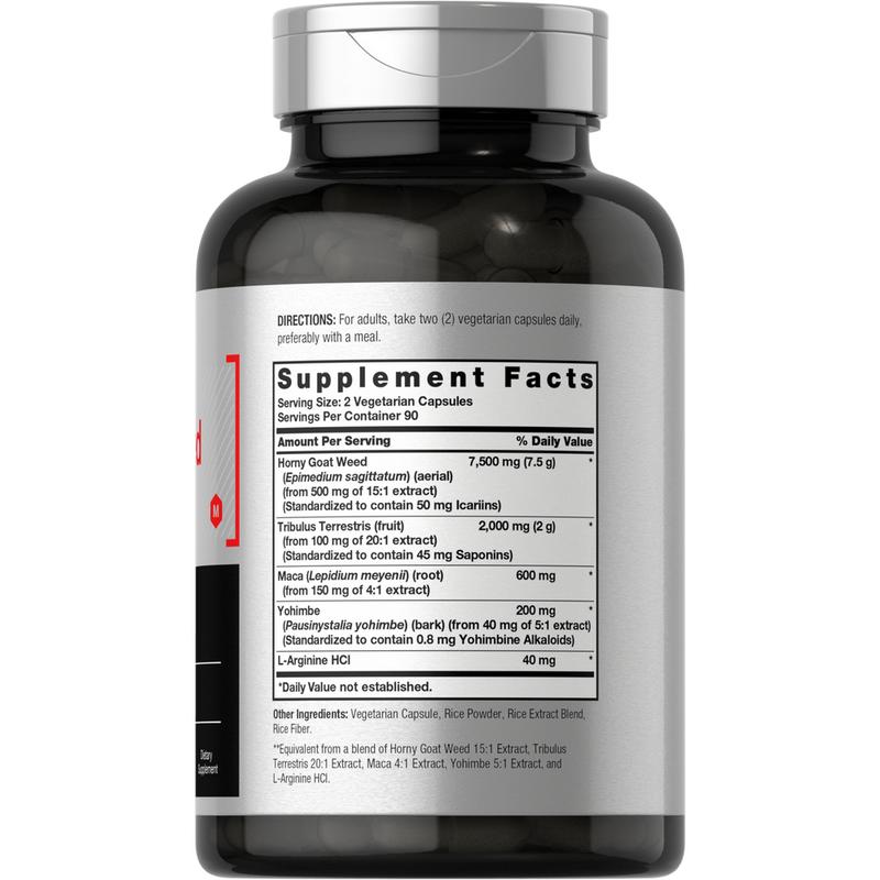 Horbäach Horny Goat Weed Complex | 10,340 mg | 180 Capsules | Vegetarian, Non-GMO, and Gluten Free Formula with Tribulus, Maca, Yohimbe, and L-Arginine