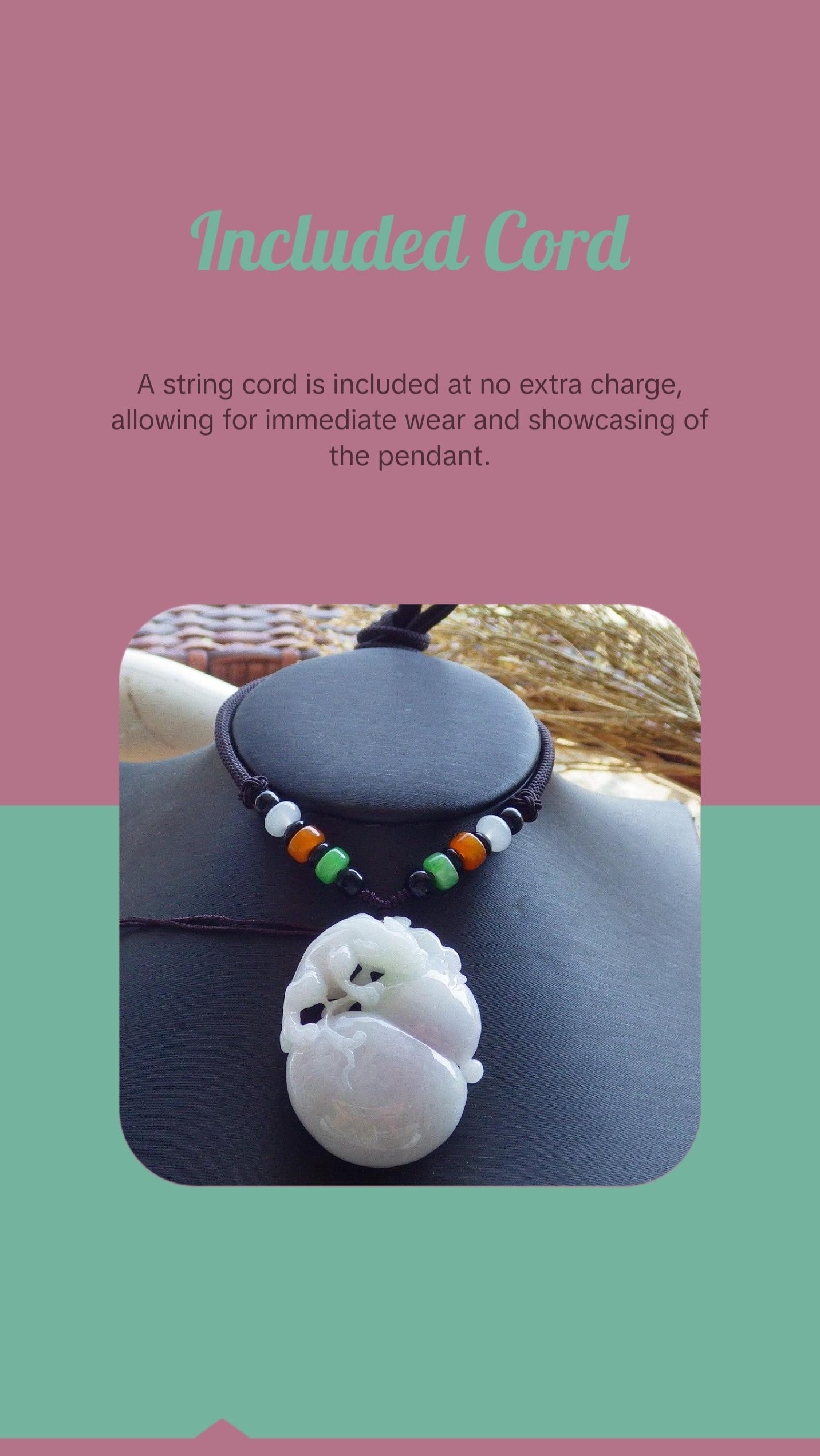 Certified Hand Carved Natural Lavender Green Burma A Jade jadeite Dragon Pi Xiu Gourd Pendant Necklace